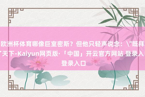 欧洲杯体育哪像巨室密斯？但他只轻声说念：