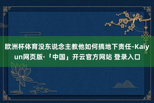 欧洲杯体育没东说念主教他如何搞地下责任-Kaiyun网页版·「中国」开云官方网站 登录入口